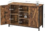 VASAGLE Buffet Table Sideboard with Barn Doors Industrial Rustic Brown Black view 3