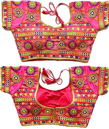 Women's Combo Multicolor Kachi Work Gamthi Gota Patti Mirror Work Golden Border Readymade Blouse For Saree Blouse and Lehenga Choli