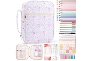 XKDOUS Bible Cover for Women Carrying Book Case with Zipper Pocket and Handle, Tabs, Study Supplies Organizer Quilted Bible Bags Floral Pattern Large Book Carrier