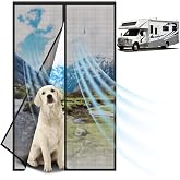 DZGKGM Magnetic RV Screen Door Curtain, Pet-Friendly Mesh, Fits 33 x 80 in | Blocks Bugs and Mosquitoes, Fresh Airflow, Tear-Resistant Mesh, Hands-Free Auto Close, Easy Installation for Camper Trailer