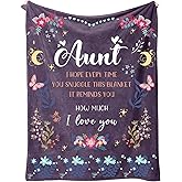 Niece Nephew Aunt Gifts: Flower Blanket for Aunt, Mothers Day Thanksgiving, Soft Flannel 50" x 60" (Purple)