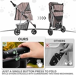 MoNiBloom 3 Wheels Pet Dog Cat Stroller for Small