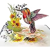 CUTPOPUP Birthday Card Pop Up, 3D Pop-up Greeting, Mother's Day, Birthday Card for Women (Hummingbird Sunflower)