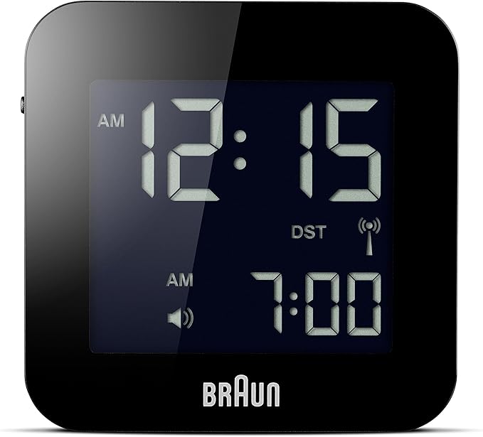 Braun Digital MultiRegion Radio Controlled Travel Clock with Snooze