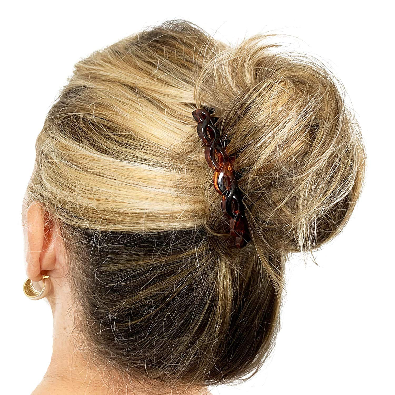 Camila Paris CP33/2 French Hair Side Combs Small Set of 2 Tortoise Shell Flexible Durable Cellulose Hair Combs, Strong Hold Hair Clips for Women, No Slip Styling Girls Hair Accessories, Made in France : Beauty
