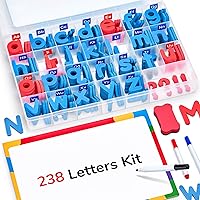 JoyCat Classroom Magnetic Letters Kit 234 Pcs with Double-Side Magnet Board - Foam Fridge Alphabet Letters for Kids Spelling 