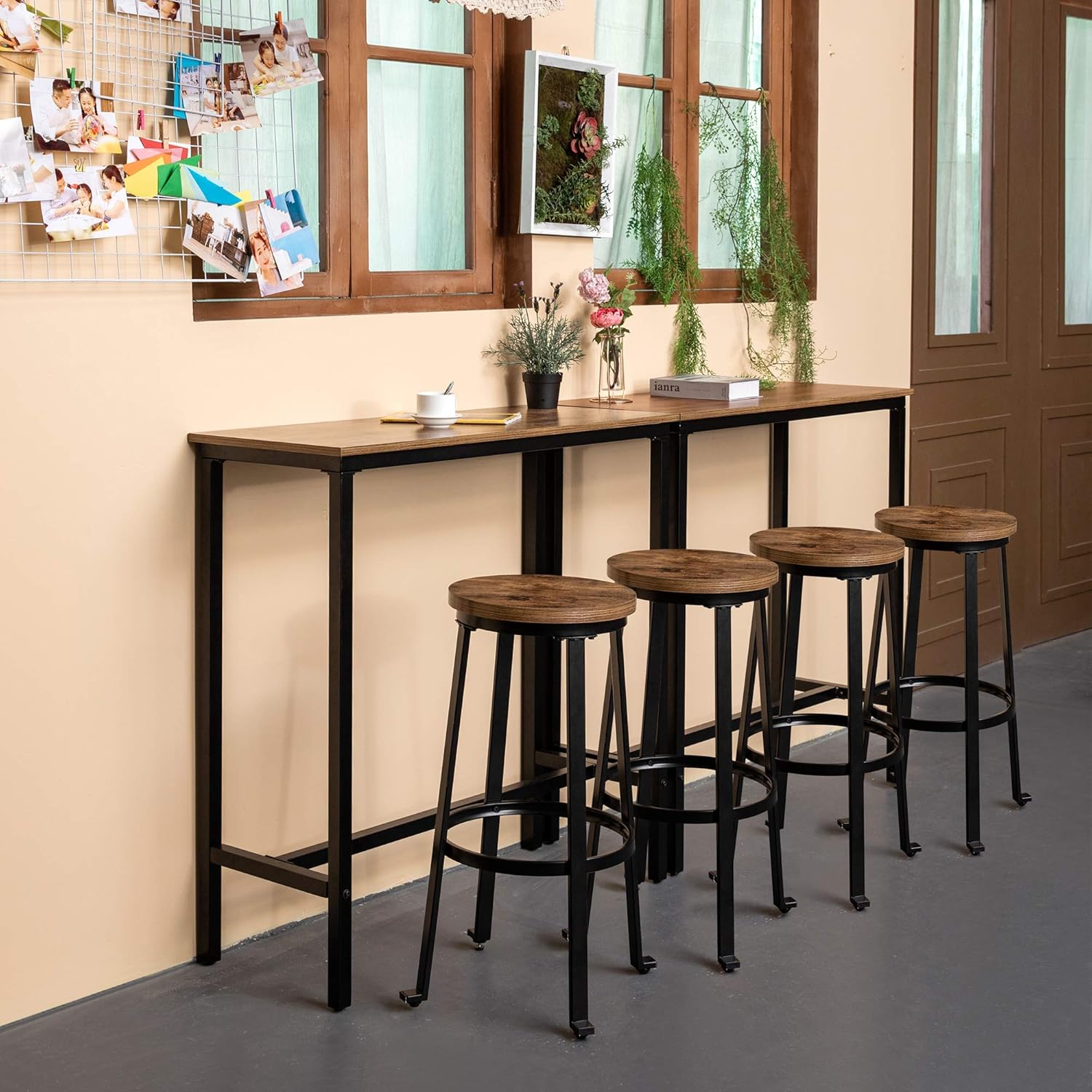 KOZYSPHERE 39.5” Pub Bar Table with Metal Frame, Pub Height Table Bistro Table Mini-Buffet Table Stand Desk Entry Way Table for Dining Room,Living Room (Indoor USE ONLY): Kitchen & Dining