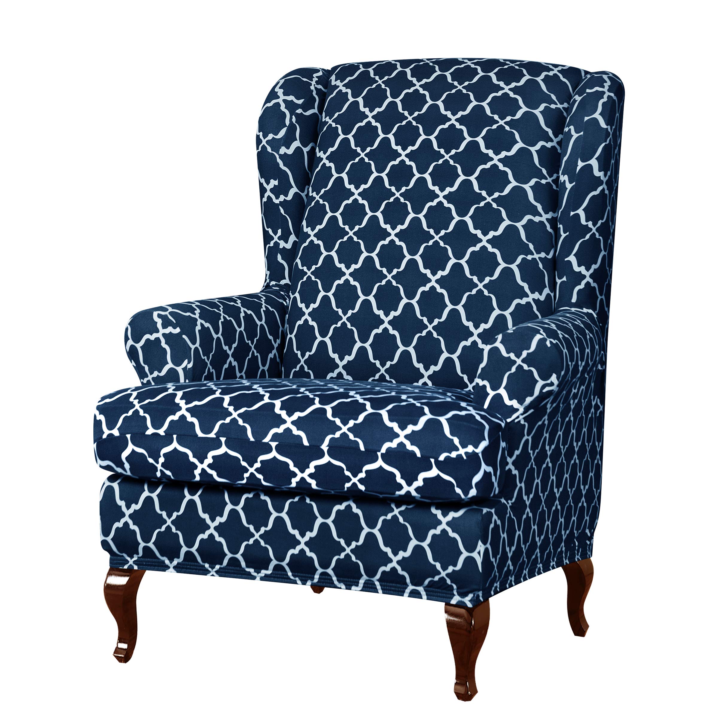 Subrtex Wingback Chair Slipcover Covers For Sofa Chair Armchair Sofa With Arm Covers 2 Piece Spandex Elastic Slip Cover Floral Pattern For Furniture Protector In Living Room Navy Buy Online In Latvia