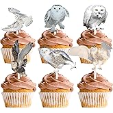 18pcs White Glitter Owl Dessert Cupcake Topper Flying Bird Nature Theme Decor Supplies Baby Shower Boys Girls Happy Birthday Party Decorations