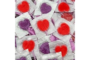 SUNNY ISLAND Valentine's Day Candy - Heart Shaped Lollipops, Cherry and Blue Raspberry Flavors, 2-Pound Bag (About 100 Pieces)