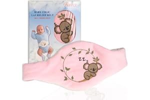 PAFULY Baby Colic Gas and Upset Stomach Relief for Newborns-100% Cherry Seed-Heated Tummy Wrap-Colic Baby Swaddling Belt for Natural Relief–Soothing and Calming (Pink)