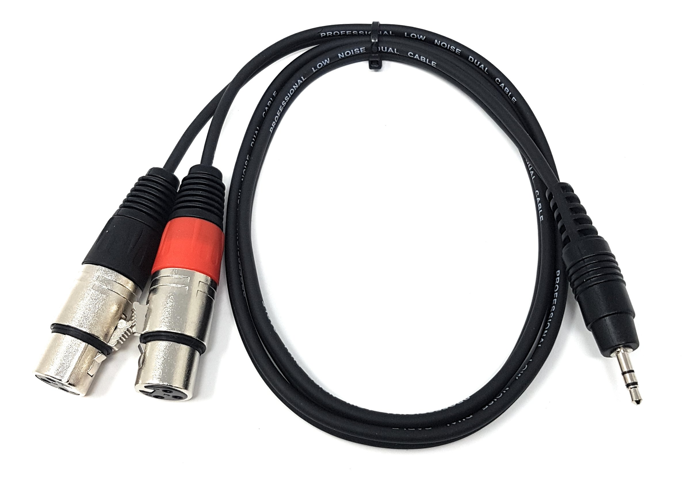 MainCore 1m long mini 3.5mm Jack Plug to 2 x XLR Socket 3pin Cable Adapter Lead