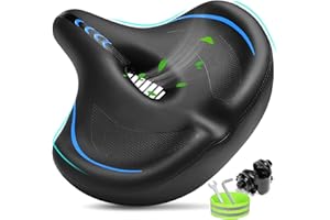 CDYWD Oversized Bike Seat for Men & Women Comfort, Extra Wide Bicycle Seat Cushion, Comfortable Soft Padded, Large Replacement Saddle for Peloton, Stationary Exercise Bike, Cruiser, City Bike, Ebike