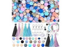 CZWZ 141pcs Silicone Beads for Keychain Making Kit 15mm 12mm Round 14mm Polygonal Silicone Loose Beads Bulk for Pens Bracelet Necklace Crafts Making