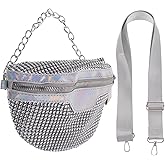 Silver Sequin Fanny Pack Crossbody Chest Bag for Women Lightweight Travel Waist Bag with Multiple Compartments for Outdoor and Festival Use