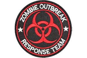 EHOPE Zombie Outbreak Response Team Patch Embroidered Applique Hook&Loop Patch Tactical Patch(Black+Red)