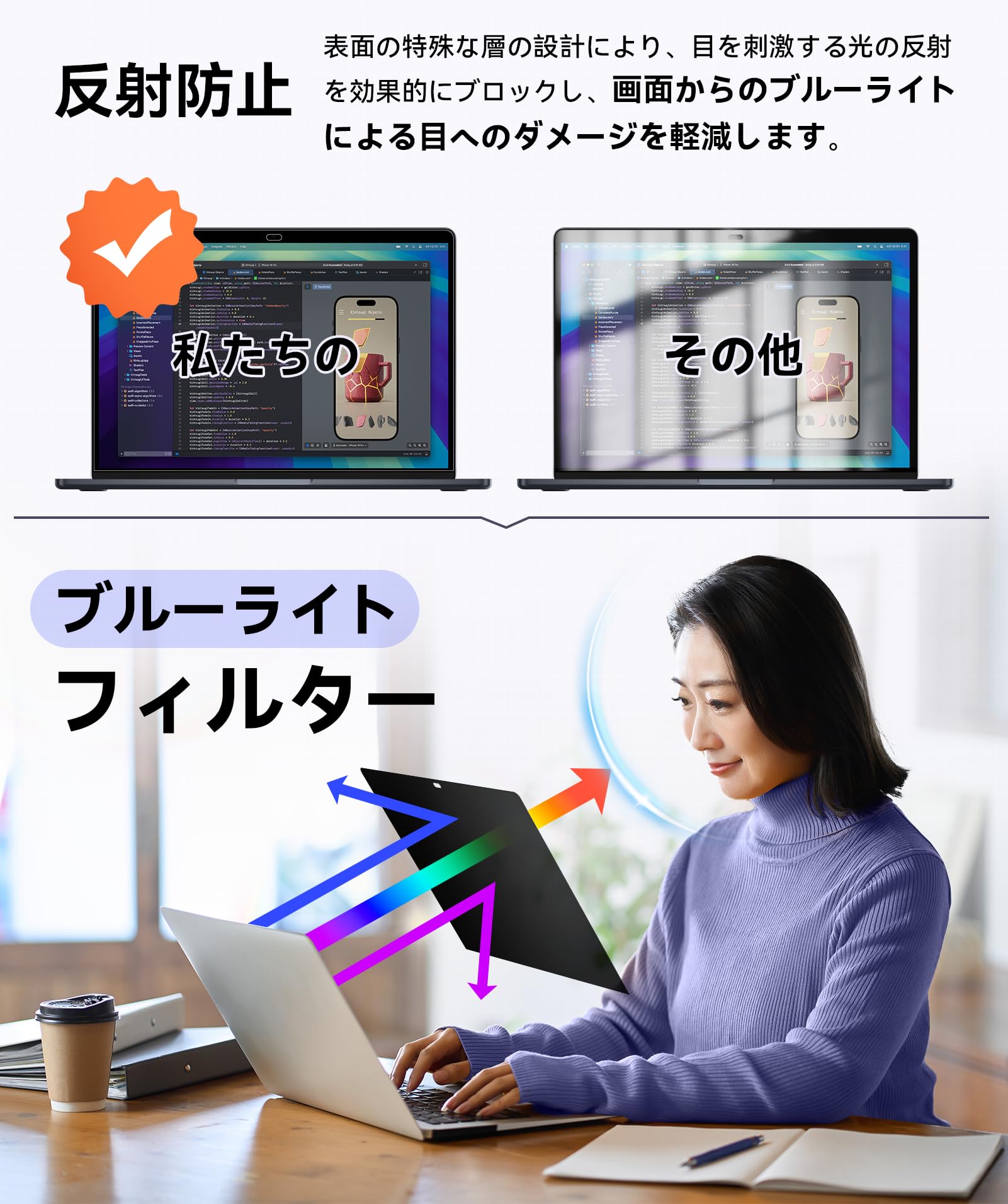 360° Anti-Peeping Film for Macbook Pro 13 (2016-2022, M1/M2), Up/Down Left/Right Peeping Protection Film Privacy Filter Adhesive Anti-Glare, IPROKKO