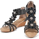 FUDYNMALC Womens Sandals Wedge Shoes: All-Day Comfort Dressy Wedges 2026 with Zipper Open Toe Summer Gladiator Sandals for Casual