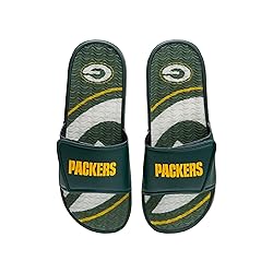 FOCO Green Bay Packers NFL Mens Wordmark Gel Slides