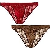 Mens Briefs Mesh sexy Pants Transparent Large Pants Bikini Breathable With Pouch bulge bulk real solf youth Mid-waist 2 pack