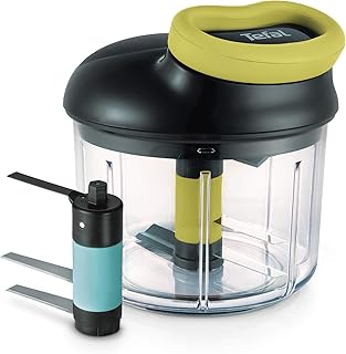 Tefal K13212 Ingenio 5-Sekunden-Zerkleinerer ohne Strom, inkl. Eiscrusher; Fassungsvermögen: 900 ml; Universalzerkleinerer für Gemüse, Obst, Zwiebeln, Nüsse, Knoblauch, Babynahrung, schwarz/grün