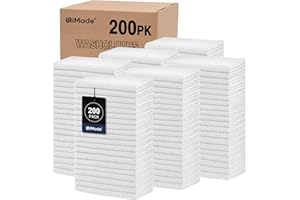 UNIMADE Washcloths Bulk - 200 Pack - Face Towels (12" x 12"), Highly Soft Wash Cloths and Hand Towels, Fast Drying Multi-Purpose Microfiber Cleansing Cloths for Bathroom, Hotel, Spa, and Salon - White