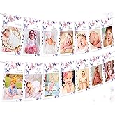 Purple Butterfly 1st Birthday Photo Banner from Newborn to 12 Months Girl Fairy First Birthday Decor Banner for Our Little Butterfly is One Floral Party Decoration