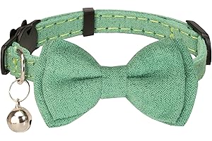 Gyapet Cat Collar with Bell Breakaway Kitten Small Puppy Safety Bow Tie Solid Wedding Basic Color [1pc] Green