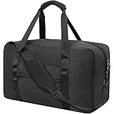 Foldable Travel Duffle Bag, Airlines Approved Carry On Bag Weekender Overnight Bag for Men Women, 40L (Black)