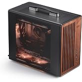 darkFlash WD200 Portable Micro-ATX PC Case &ndash; Premium Walnut Wood Design | High-Airflow Mesh, 335mm GPU Support, 240mm AIO Ready, Built-In Carry Handle, USB-C, 1&times; ARGB PWM Fan (Black)