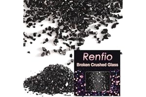 Renfio Broken Crushed Glass Glitter Shards Crush 2-4mm Irregular Small Metallic Chunky Chips 3.5 Oz (100g) High Luster Craft Sequins Gravel for DIY Phone Case Geode Resin Art Coasters Ornament - Black