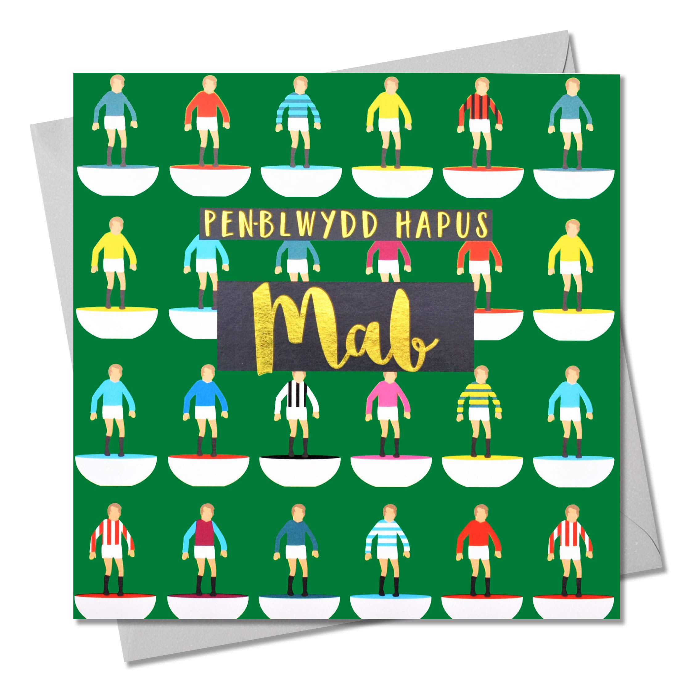 Claire Giles Greeting Cards, Welsh Happy Birthday Son Card, Penblwydd Hapus MAB, Text Foiled in Shiny Gold