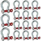 Acrux7 15 Pack 3/8'' D Ring Anchor Shackle 1 Ton (2200LBS) Load Bearing, Heavy Duty Clevis Shackle Rugged Unbreakable Alloy Steel Screw Pin Clevis Shackle for Towing, Trucks, Trailers, Strap, Winch