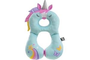 BENBAT Unique Travel Neck Pillow for Kids Toddler Comfortable Headrest Sleep Support for Car, Flights & Road Trips. Unicorn, Child Size 1-4 Years