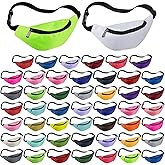 Saintrygo Neon Fanny Packs Adjustable Waist Fanny Bags Assorted Color Oxford Cloth Waist Pack with Zipper for Women Men Workout Traveling Running Outdoor Rave 80s 90s Party Supply, 30 Colors(50 Pcs)
