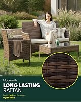 KEPLIN 4 Piece Rattan Garden Furniture Set Beige Outdoor Sofa & Chairs view 4