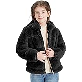Giolshon Girls Faux Fur Fleece Jacket Sherpa Fuzzy Hoodie Winter Coat with Full Zip Fluffy Outerwear 2169