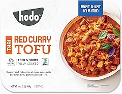 Hodo Thai Red Curry Tofu | Ready in 5 Minutes | Fully Cooked | High Protein | Organic and Non-GMO Tofu with Sauce | Family-Si