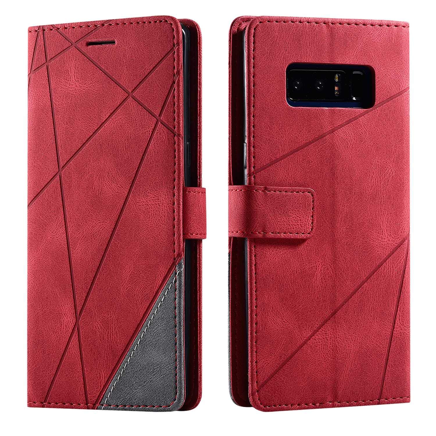 SONWO Case for Galaxy Note 8 Case, Premium Leather Flip Wallet Case Magnetic Closure Card Slots Kickstand Phone Case for Samsung Galaxy Note 8, Red