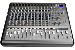 Rockville RPM1470 6000W Peak 14-Channel Powered Mixer, 750W RMS x 2 at 4 Ohm, USB/Bluetooth, 24-Bit Effects, 14 XDR2 Mic Preamps, for Live Events/Church Bands