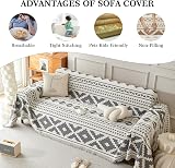 SHANNA Geometric Chenille Sofa Cover 2 3 4 Seater Tassel All Season view 7