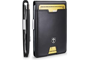 TRAVANDO Mens Slim Wallet with Money Clip AUSTIN RFID Blocking Bifold Credit Card Holder for Men with Gift Box (Black)