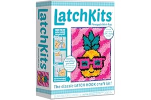 Playmonster LatchKits for Wall Hangings & Mini-Rugs - Pineapple - Craft Kit with Easy, Color-Coded Canvas, Pre-Cut Yarn & Latch Hook Tool - Perfect DIY Craft for Kids - Ages 6 and Up, Small, Multi