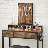 VASAGLE Dressing Table with Mirror and Stool Tri-Fold, 3 Drawers view 8