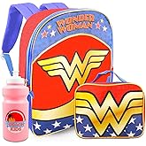 Wonder Woman Backpack and Lunch Box - Bundle Backpack, Lunch Bag, Water Pouch, More School Backpack
