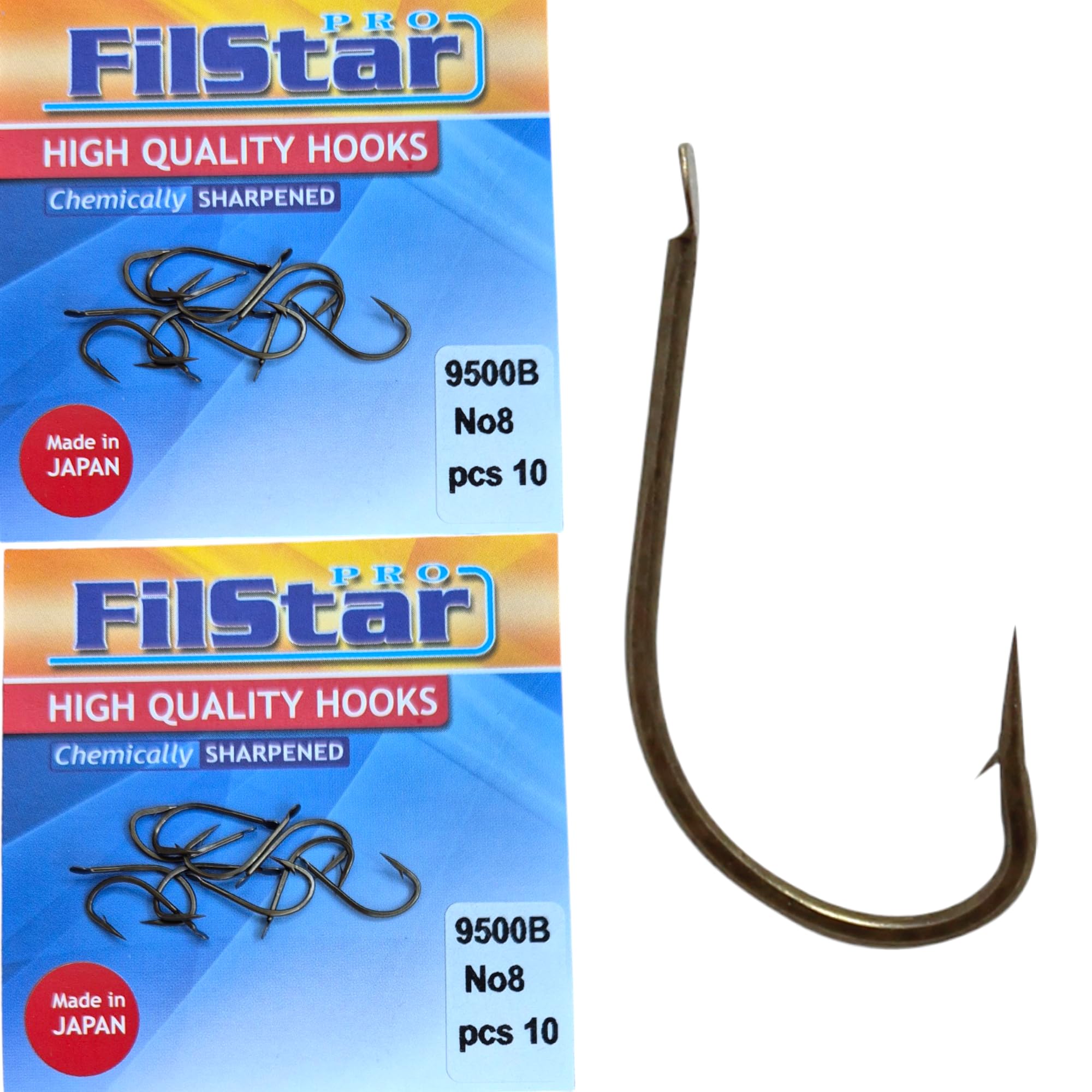 PRO FILSTAR 20 Pieces Fishing Hook Set N8 - Carp Fishing Hooks - Carp Fishing Accessories - Barbed Carp Hooks - Carp Fishing Reversed Hooks - Carp Rigs - Fishing Accessories - Method Feeder -