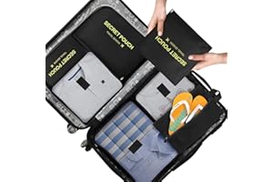 BINSUNS 7 Set Packing Cubes with Shoe Bag - Cute Travel Bags Luggage Organizers for Suitcase in Different size, Clothing Underwear Storage Bags Set Mesh for Travel Accessories Man & Women(Black)