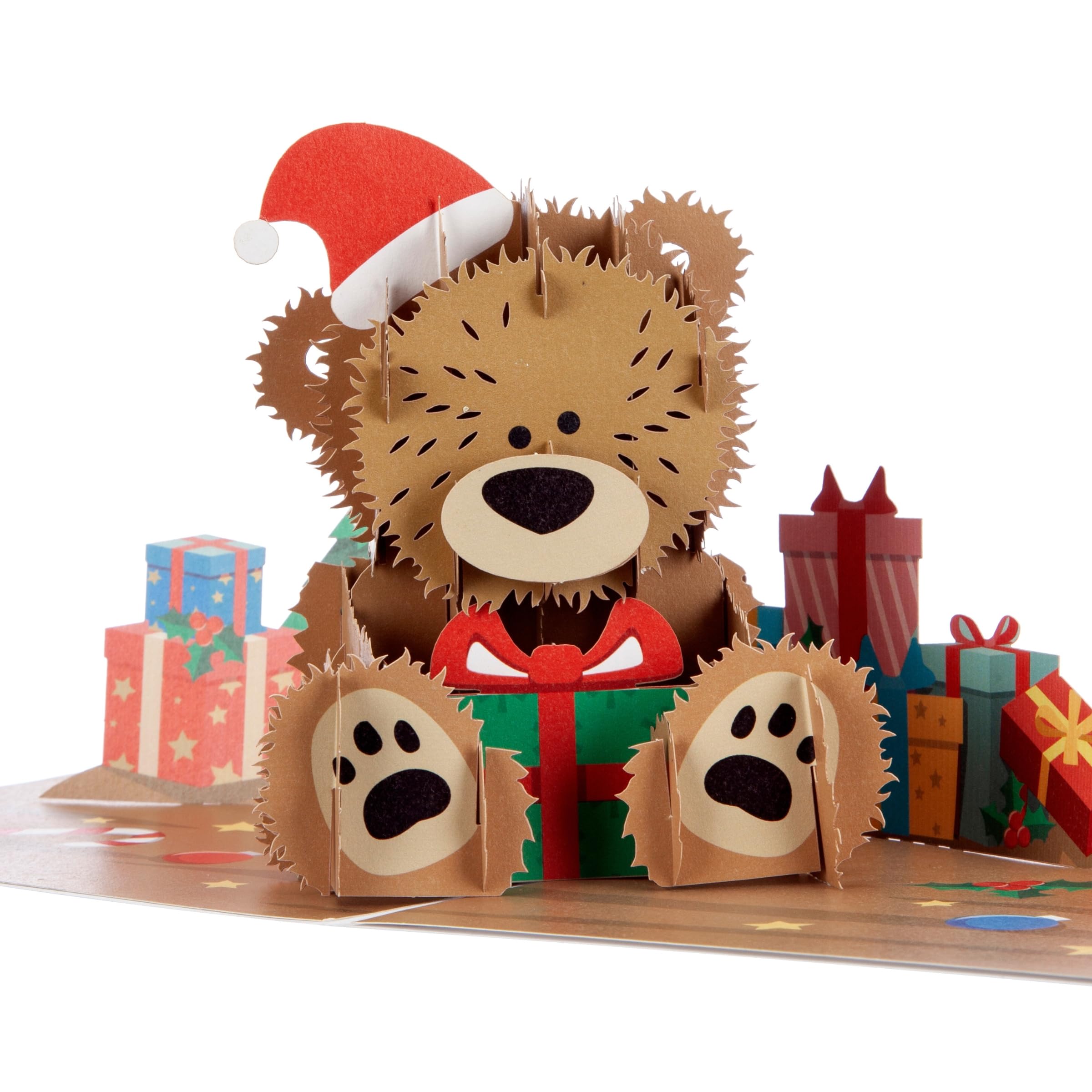 Cardology - Santa Bear Pop-Up Christmas Card |3D Greeting for Children or Babys First Christmas Keepsake