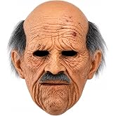 Realistic Old Man Mask for Adults, Elderly Grandpa Full Head Halloween Costume Mask for Cosplay and Costume Party