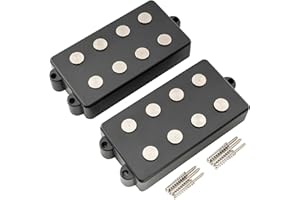 MUSICLILY Artec MMC4 Ceramic Magnet Soapbar Style Bass Pickup Neck Bridge Pickups Set 12.6K for 4-String MusicMan Style Bass, Black